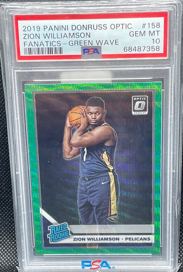 2019 Donruss Optic Zion Williamson Rookie Green Wave Prizm PSA 10