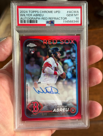 2024 Topps Chrome Update Wilyer Abreu PSA 10 Red Refractor Auto