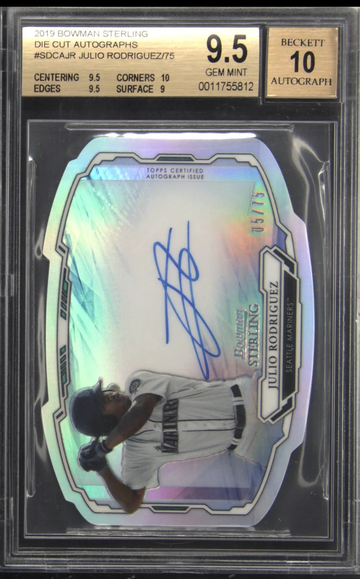 2019 Bowman Sterling Die Cut JULIO RODRIGUEZ Auto 10 BGS 9.5 Gem Mint #5/75 Rc
