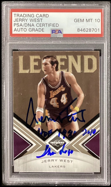 Jerry West Autograph Inscribed HOF THE LOGO PSA 10 AUTO 2010 Panini Limited /199
