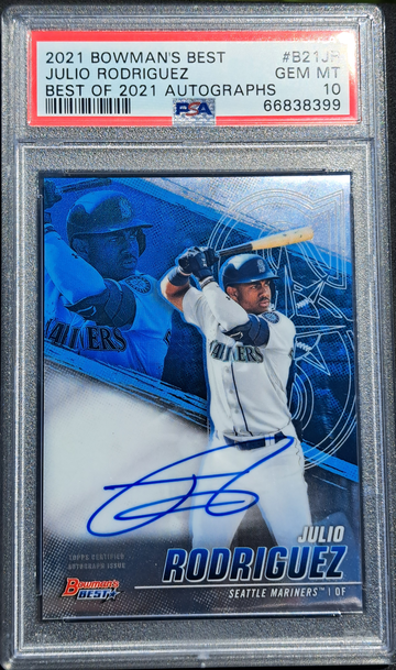 JULIO RODRIGUEZ PSA 10 2021 Bowman's Best Rookie Auto SEATTLE MARINERS SP GEM MT