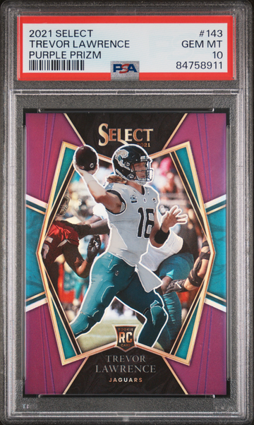 2021 Panini Select Trevor Lawrence #143 Purple Prizm /75 PSA 10 