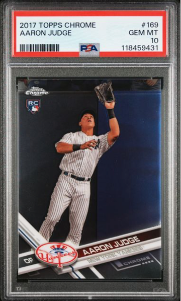 2017 Topps Chrome Aaron Judge #169 Base (Catching) PSA 10