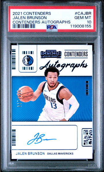 2021 CONTENDERS CONTENDERS AUTOS #CAJBR JALEN BRUNSON /199 PSA 10