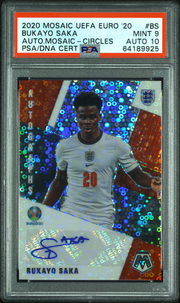 2020 Panini Mosaic Uefa Euro Autographs Circles Bukayo Saka #BS PSA 9 Auto 10