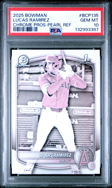 LUCAS RAMIREZ 2025 BOWMAN CHROME 1st PROSPECTS PEARL REFRACTOR SSP PSA 10 *POP 1*