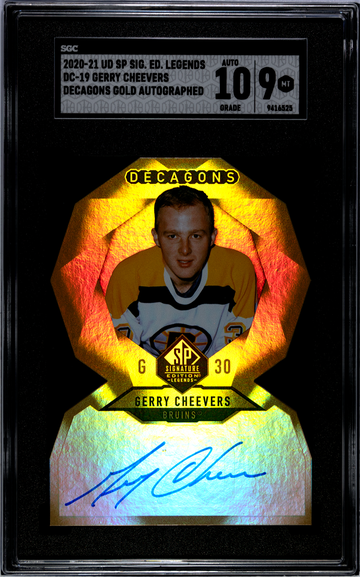 20-21 ud sp sig. Ed. Legends gerry cheevers decagons gold auto sgc 9 auto 10