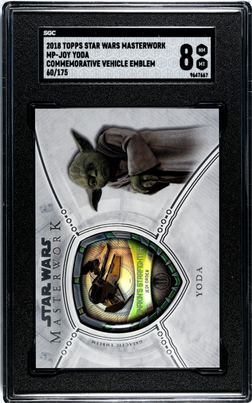2018 Topps star wars masterworks yoda commemorative vehicle emblem /175 sgc 8