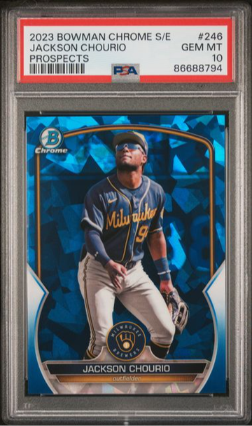 2023 Bowman Chrome Sapphire Jackson Chourio - Milwaukee Brewers - PSA 10