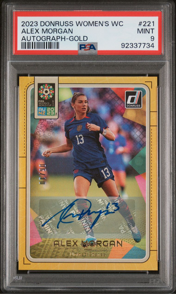 2023 Donruss World Cup Alex Morgan Auto GOLD #/10 PSA 9