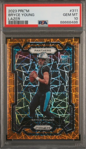 2023 Panini Prizm #311 Bryce Young Rookie Orange Lazer PSA 10 Panthers