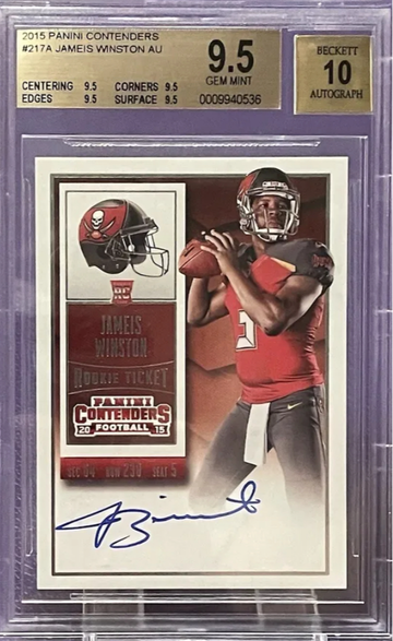 2015 Panini Contenders #217 Jameis Winston Rookie Auto BGS 9.5 TRUE GEM