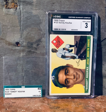 1955 Topps # 123 Sandy Koufax RC CGC 3 VG Graded Card Was crossed over from a SGC 3 great eye appeal strong 3 !