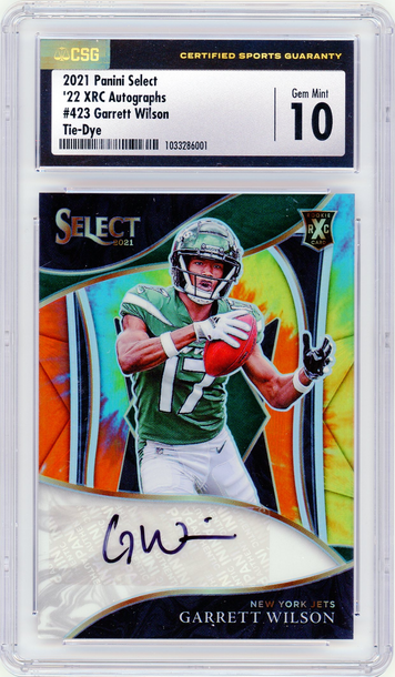 2021 Panini Select '22 XRC Autographs Tie-Dye Garrett Wilson - CSG 10