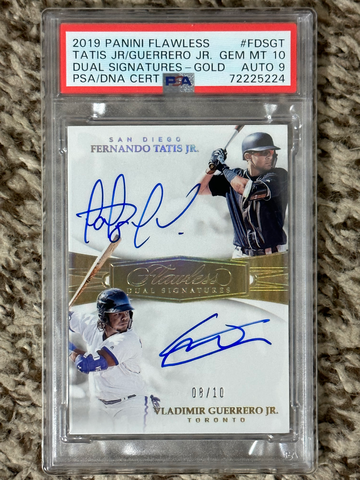 2019 Panini Flawless Tatis Guerrero JR RC Dual Signatures GOLD PSA 10 POP 1