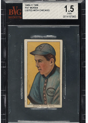 Rare 1909-11 T206 Pat Moran Listed with Chicago Unknown Back pop 1 BVG 1.5