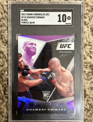 2021 Panini Chronicles Ufc Rookie #116 Khamzat Chimaev black purple /49 SGC 10 POP 1