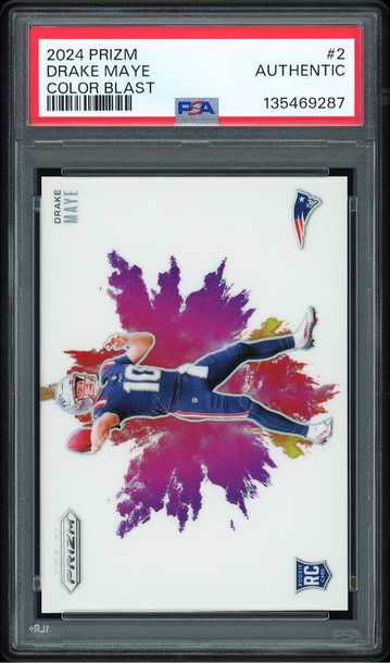 Drake Maye 2024 Panini Prizm #2 Color Blast Rookie Case Hit SSP