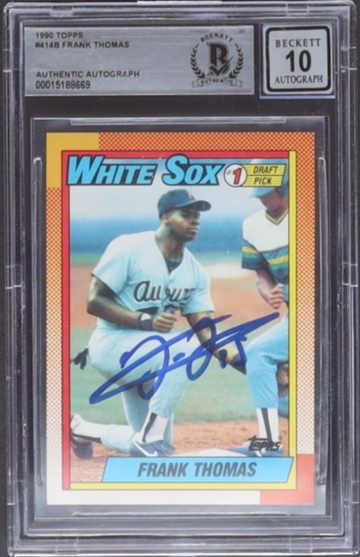 Frank Thomas Signed 1990 Topps #414 Rookie RC Beckett BGS BAS Auto 10 Grade HOF