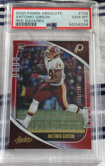 2020 Panini Absolute #109 Antonio Gibson Red Squares /199 PSA 10