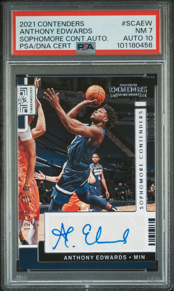 2021 Contenders Anthony Edwards Sophomore Contenders auto /25 PSA 7 Auto 10 Minnesota Timberwolves