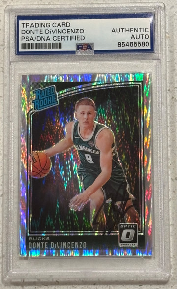 2018-19 Panini Donruss Optic #164 Shock Signed Donte Divincenzo PSA/DNA Authentic Auto Rookie Milwaukee Bucks RC
