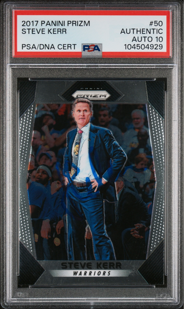 2017 Panini Prizm #50 Steve Kerr PSA Authentic Auto 10 Golden State Warriors