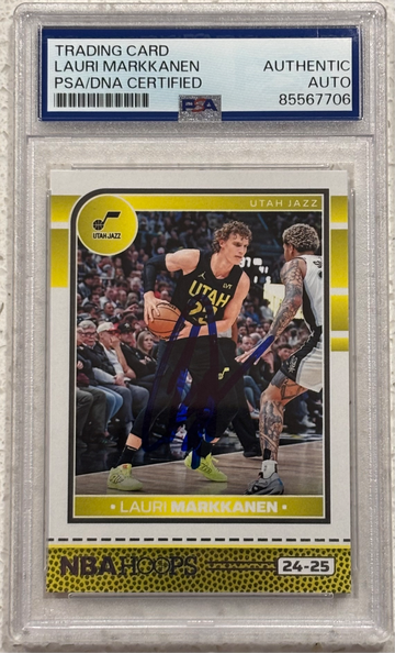 2024-25 Panini NBA Hoops #121 Lauri Markkanen signed PSA Authentic Auto Utah Jazz