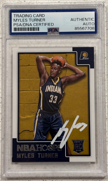 2015-16 Panini NBA Hoops #272 Myles Turner signed rookie PSA Authentic Auto RC Indiana Pacers
