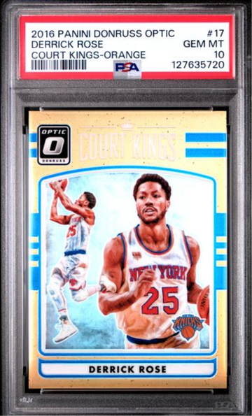 2016 Panini Donruss Optic #17 Derrick Rose Orange /199 PSA 10 New York Knicks Pop 2