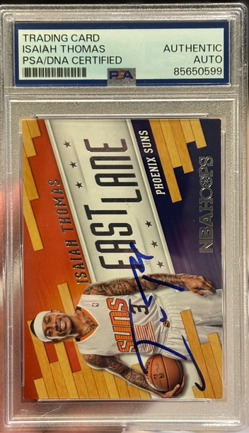 Isaiah Thomas Signed 2014-15 NBA Hoops Fast Lane insert PSA Authentic Auto Suns