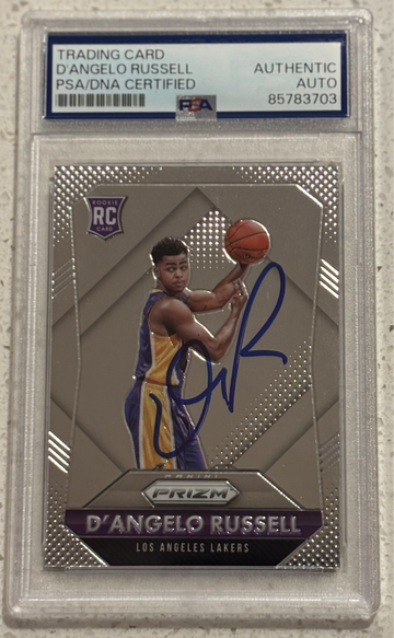 D’Angelo Russell signed 2015 Panini Prizm Rookie #322 RC Los Angeles Lakers PSA Authentic Auto