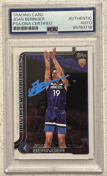 Joan Beringer signed 2025 Topps NBA #217 PSA Authentic Auto Rookie Minnesota Timberwolves