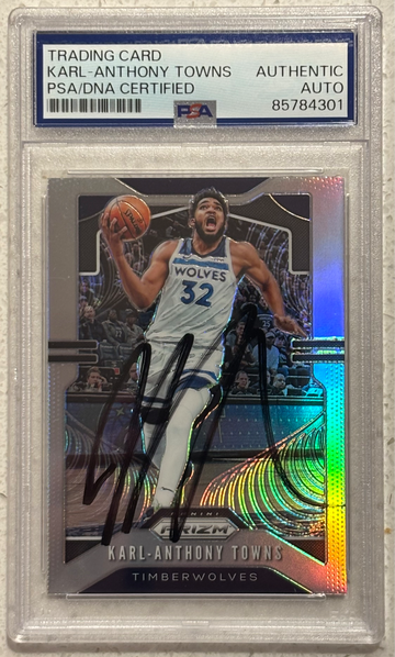 Karl-Anthony Towns signed 2019-20 Panini Prizm #161 Silver PSA Authentic Auto Minnesota Timberwolves