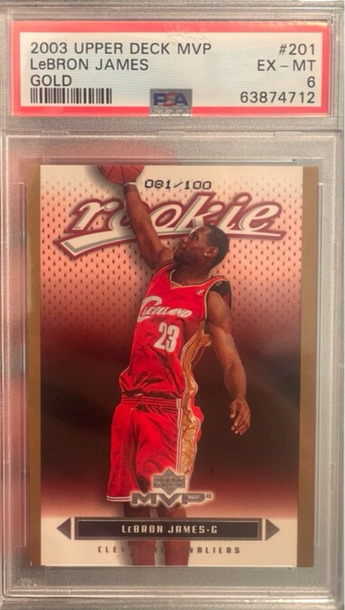 2003 LeBRON JAMES UPPER DECK MVP GOLD /100 PSA 6