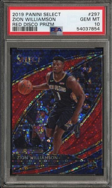 2019 Panini Select Courtside Zion Williamson #297 Red Disco Prizm /49 (RC)