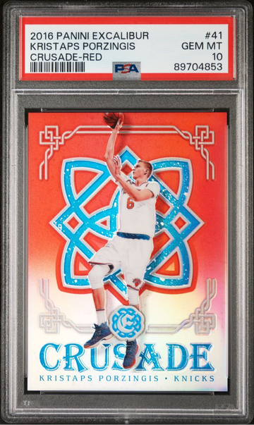 2016-17 Excalibur /99 Kristaps Porzingis Red Crusade Prizm PSA 10 POP 1 !! 🎆
