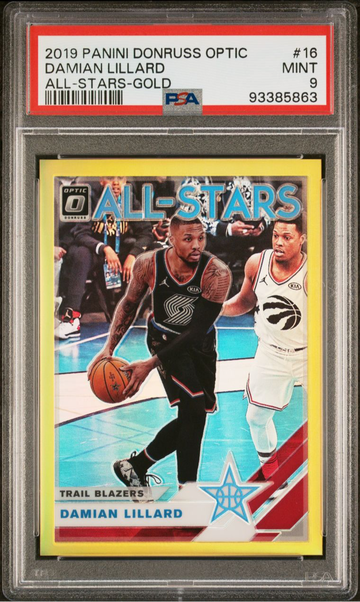 DAMIAN LILLARD #/10  2019-20 DONRUSS OPTIC ALL-STARS GOLD TRAIL BLAZERS PSA 9 🎆