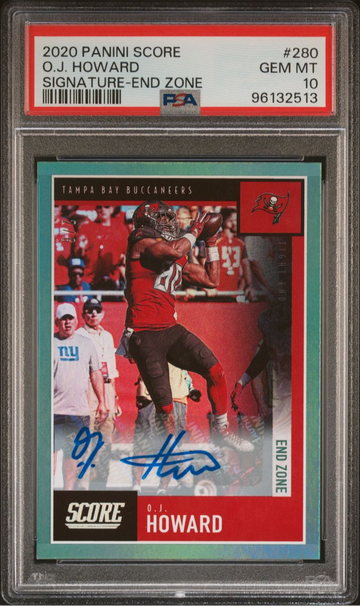 2020 Panini Score O.J. Howard End Zone Auto Autograph 2/6 Buccaneers PSA 10