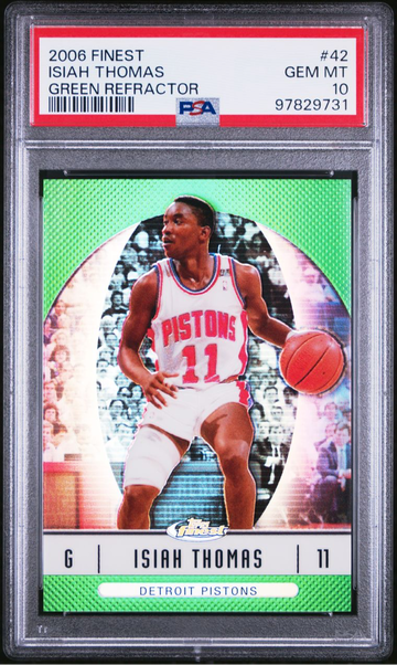 2006-07 Topps Finest /199 Green Refractor POP 2 Isiah Thomas #42 HOF Pistons 🎆