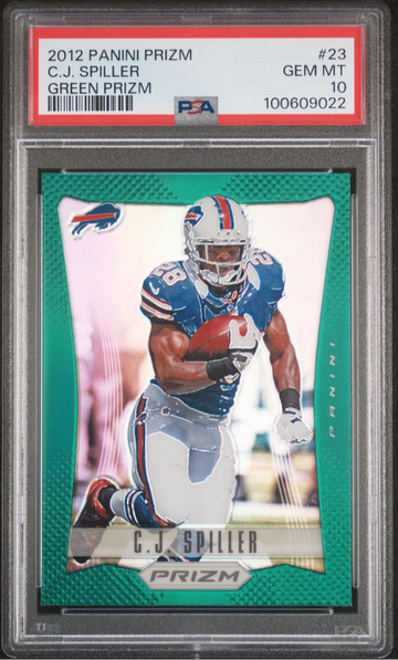2012 Panini Prizm -  Green Prizm #23 C.J. Spiller POP 1 ! PSA 10 Bills 🎆