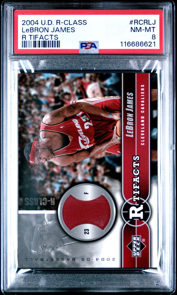 2004-05 UD R-Class Artifacts LeBron James Cavaliers Game-Used Jersey Patch psa 8