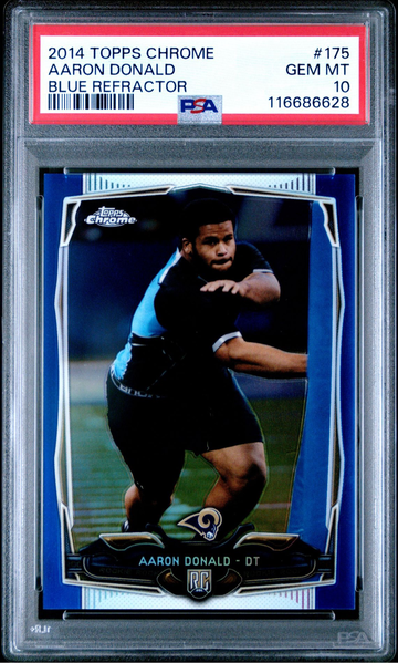 2014 Topps Chrome Blue Refractor /199 Aaron Donald #175 Rookie RC POP 6 PSA 10 !