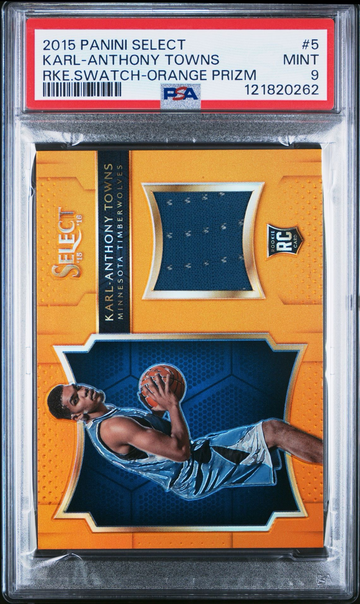 2015-16 Panini Select Rookie Jersey Prizm Orange KARL ANTHONY TOWNS /60!! PSA 9