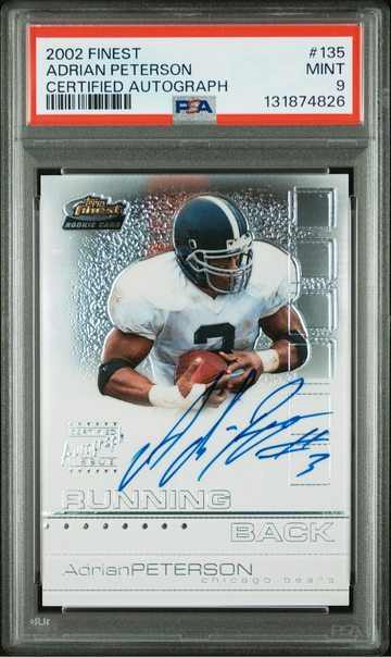 Adrian Peterson 2002 Topps Finest Rookie RC Auto Card #135 LTD #336/1200 PSA 9 🎆
