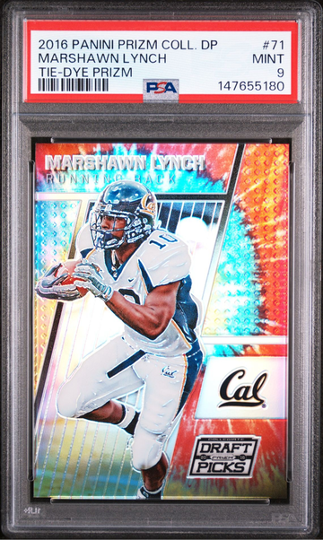 2016 Prizm Draft Picks Marshawn Lynch POP 1 Tie-Dye Prizm /49 Beast Mode PSA 9