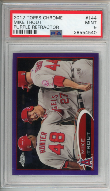 2012 TOPPS CHROME #144 Mike Trout Purple Refractor PSA 9