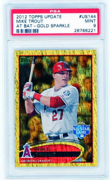 2012 Topps Update US144 Mike Trout At Bat-Gold Sparkle PSA 9
