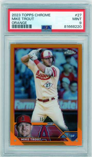 2023 Topps Chrome #27 Mike Trout Orange Refractor PSA 9 MINT!
