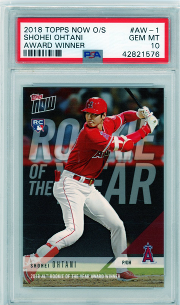 2018 Topps Now O/S #AW-1 Shohei Ohtani Award Winner PSA 10 GEM MINT!